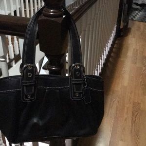 Black leather coach shoulder bag